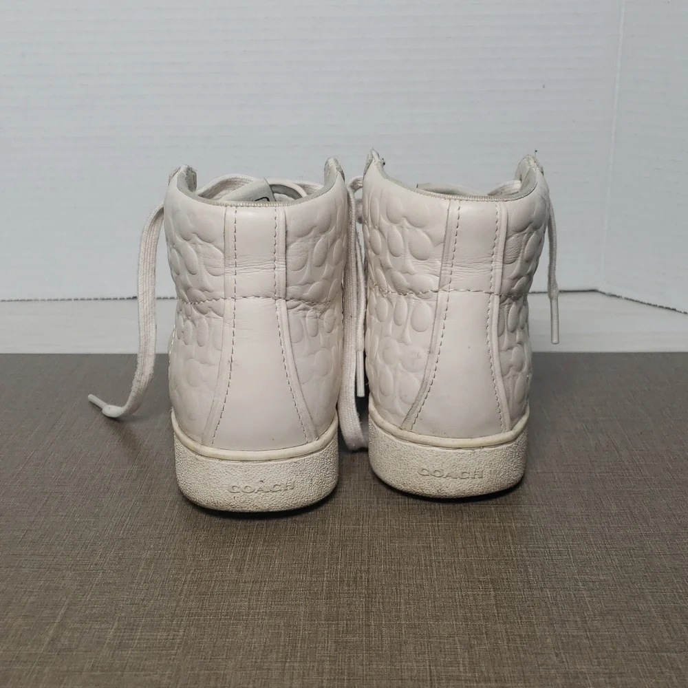 Coach Leather Ivory High Top Sneaker - SZ 6.5‎